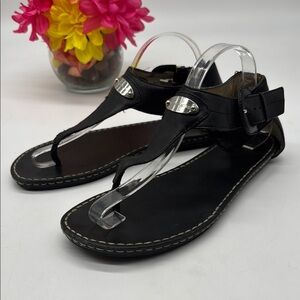 Michael Kors Black Sandals w/ Ankle Strap and Metallic Detail Size 9.5 FFT7685F